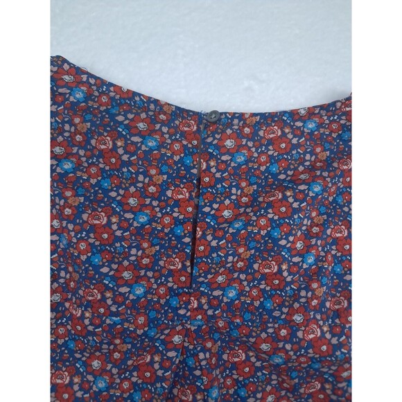 J. Crew Liberty Fabrics Betsy Ann Tank Top Floral Keyhole Back Blue Red Womens 8 - Picture 4 of 9